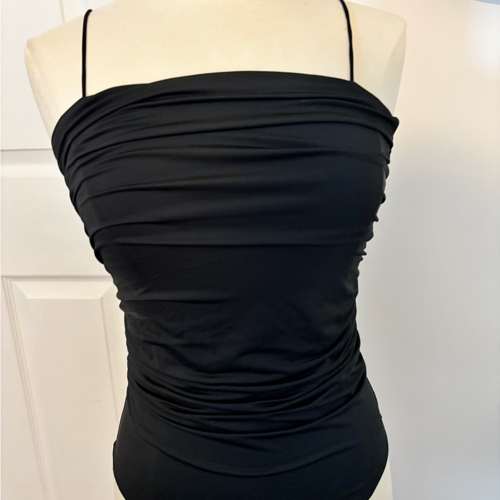 Elegant Black Ruched Women's Top
